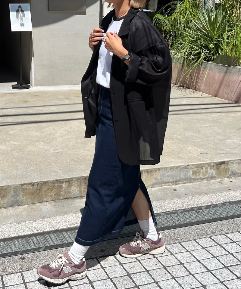 back slit denim long skirt/2color | owndaily