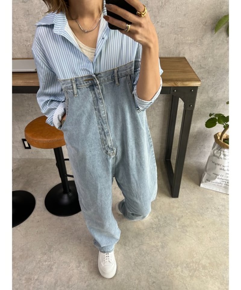 shirt & denim allinone | owndaily