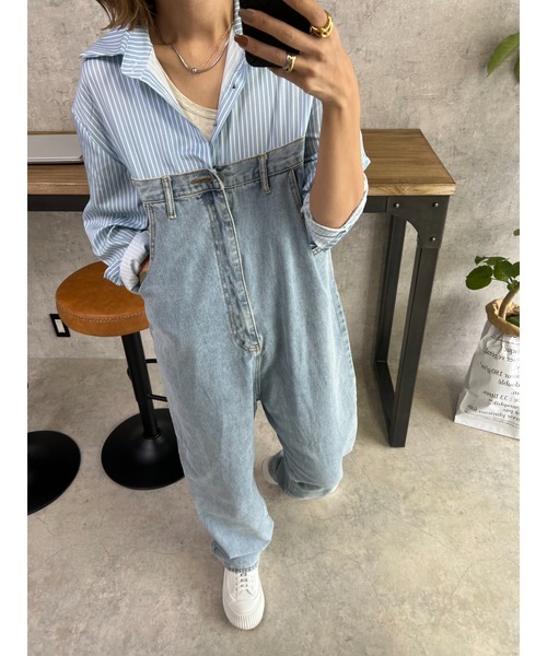 shirt & denim allinone | owndaily