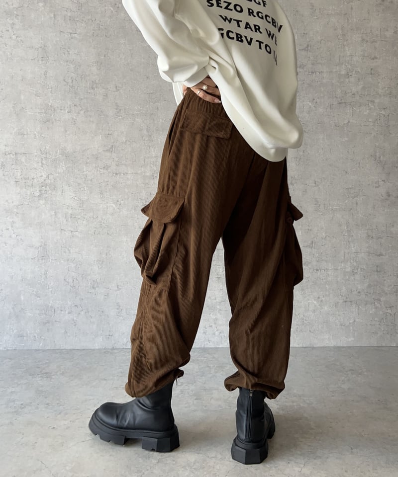 corduroy cargo pants/3color 2size | owndaily