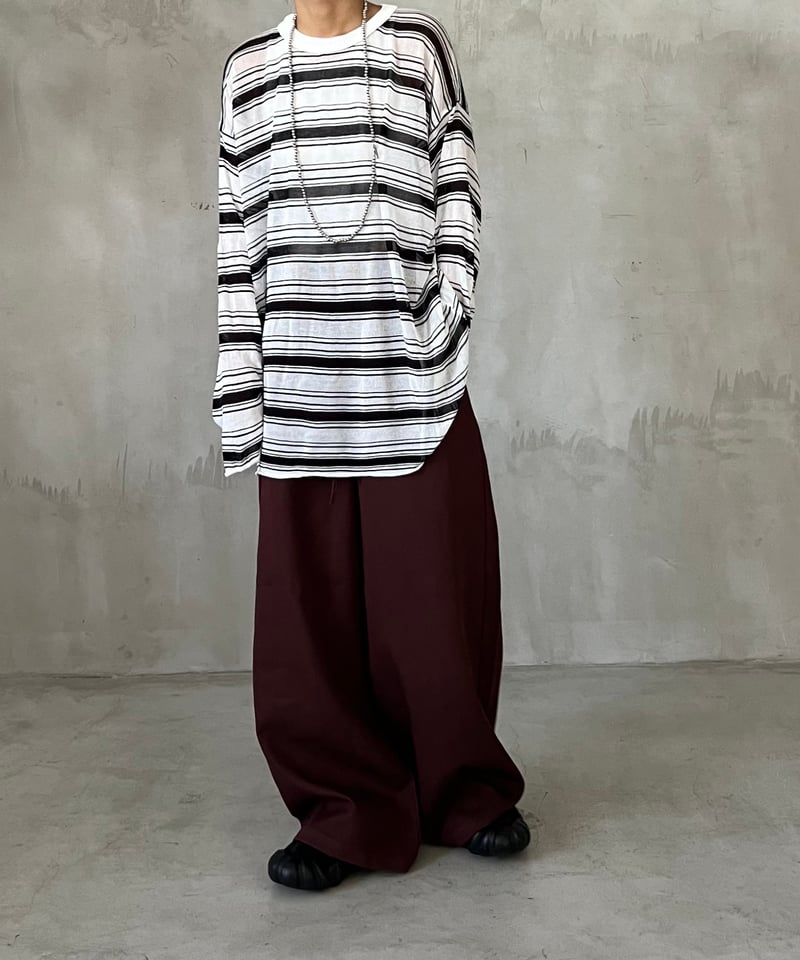 multi border sheer long-T | owndaily