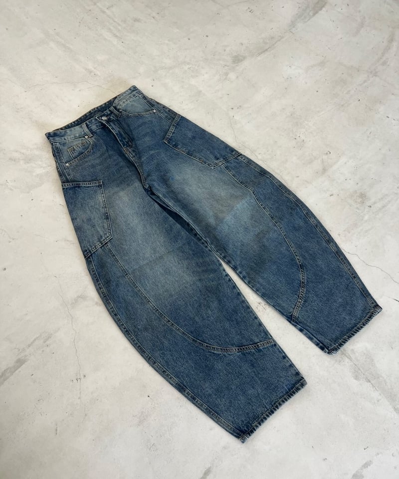 big pocket curve denim pants | owndaily