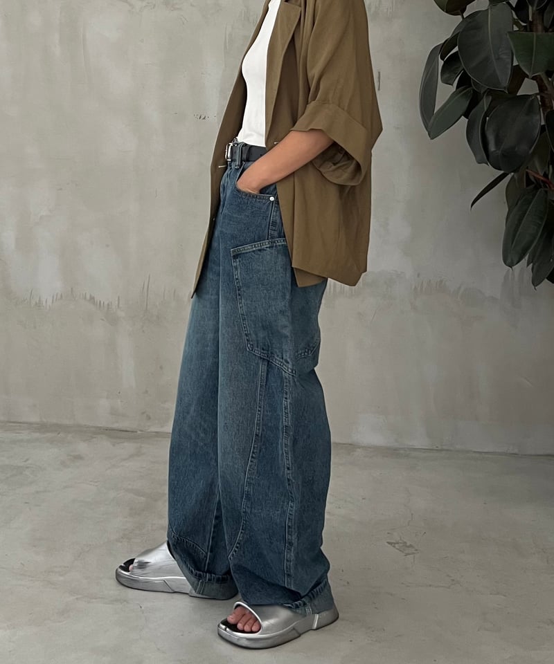 curve denim pants お値下げ不可 big pocket curve denim pants | owndaily