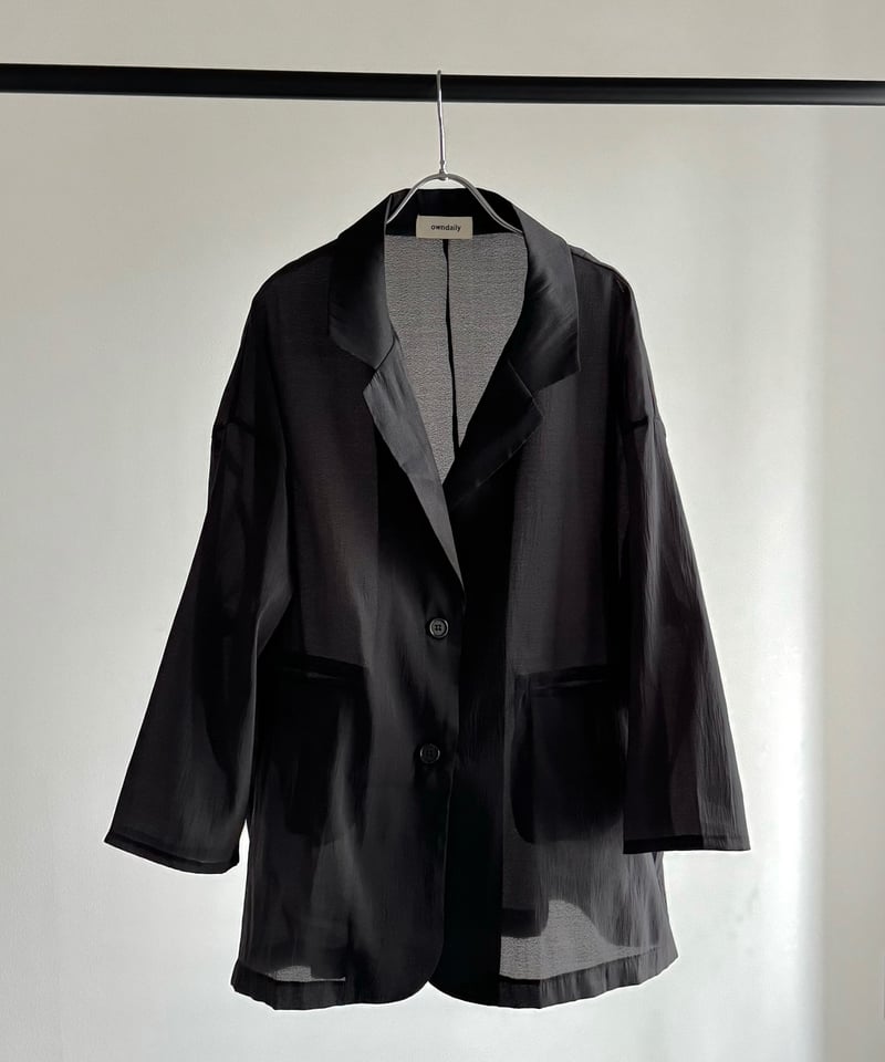 owndaily sheer loose shirt jacket ブラック