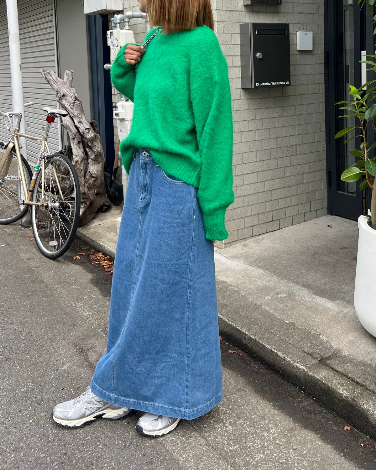 back slit denim long skirt/2color | owndaily