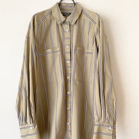 Wポケット ストライプ オーバーシャツ 【モカベージュ】