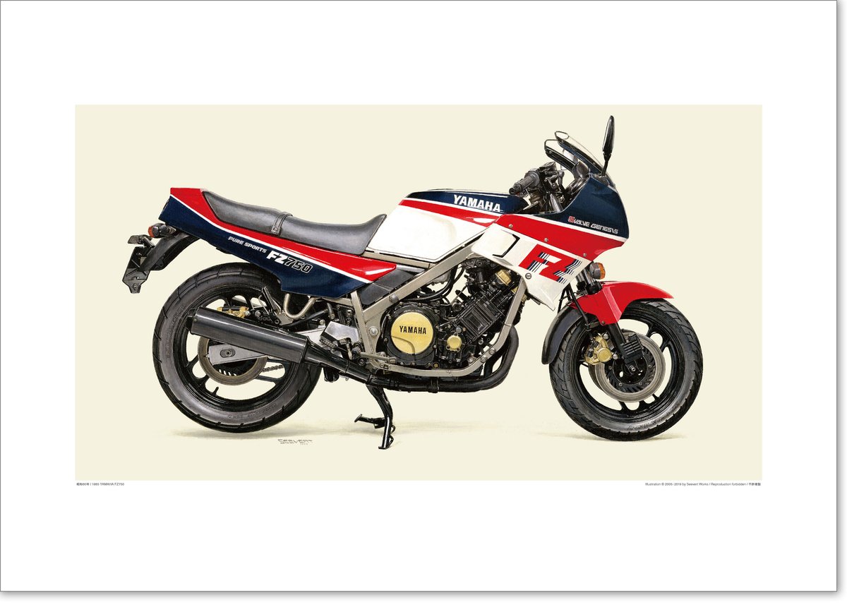 いまだ人気衰えず　純A級　YAMAHA A-750 整備済 A2規格サイズ愛蔵版プリント 1985 YAMAHA FZ750 / #2101059HQ