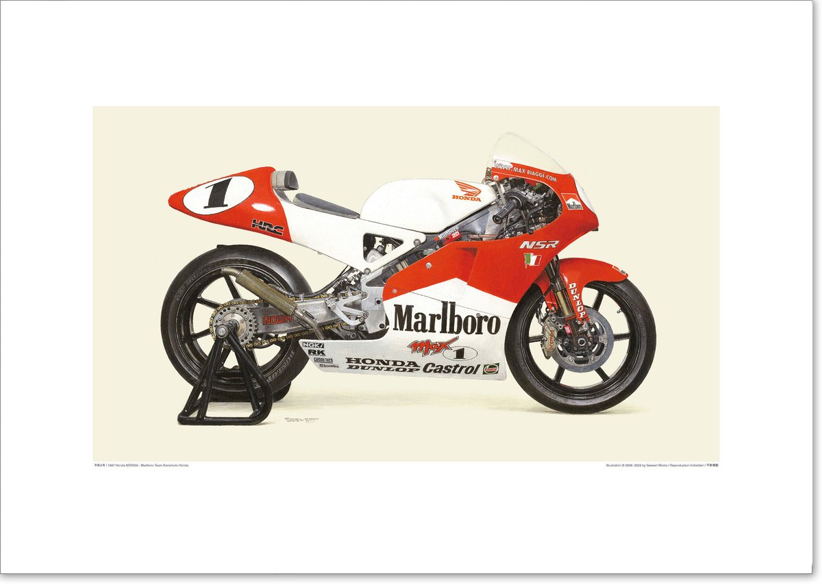 A2規格サイズ愛蔵版プリント 1997 Honda NSR250 - Marlboro Tea