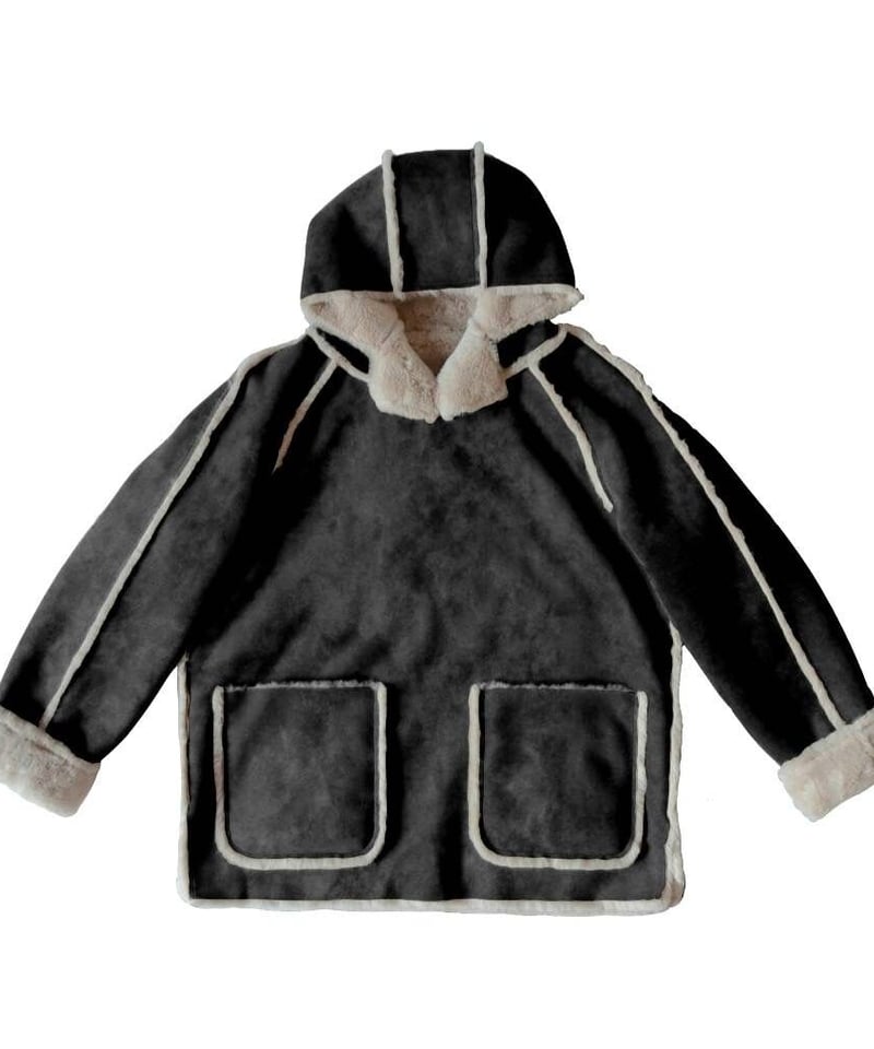 【中古】未使用品 ヴォー VOO ネオムートンフーディ NEO MOUTON HOODY ジャケット プルオーバー K ブラック ネオムートンフーディ