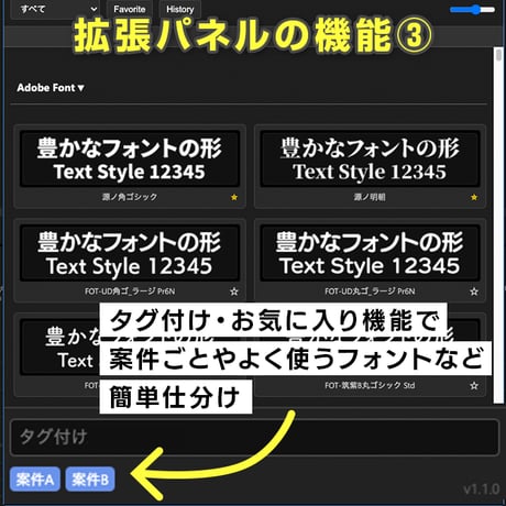【快適フォントパネル】Premiere Pro用フォントカタログ拡張パネル【EX01】