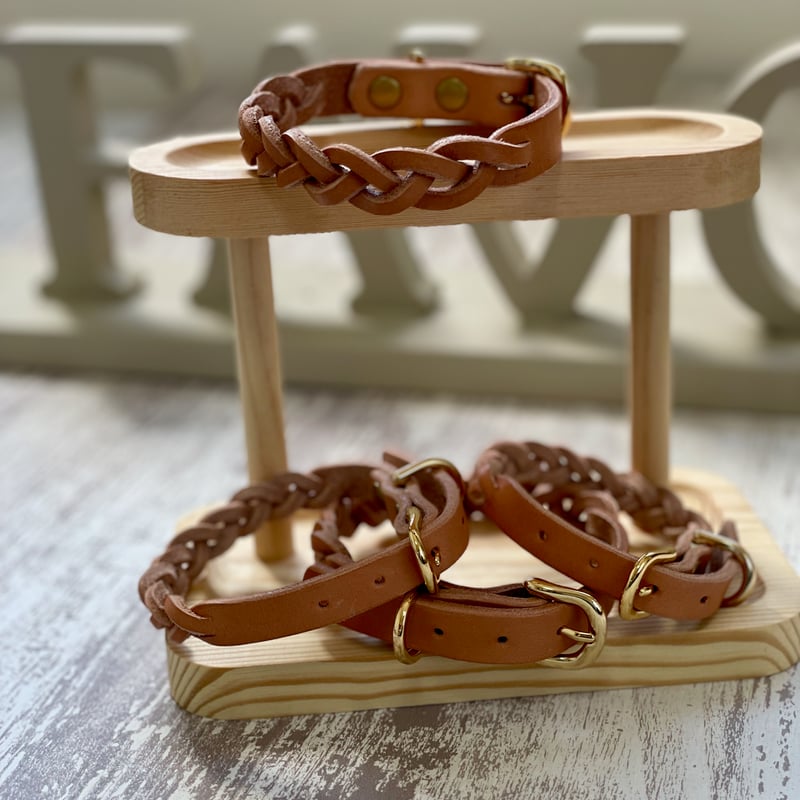 シンプルな三つ編み首輪 ナチュラル | favori dog clothes shop