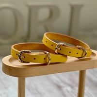 シンプルな革首輪 イエロー