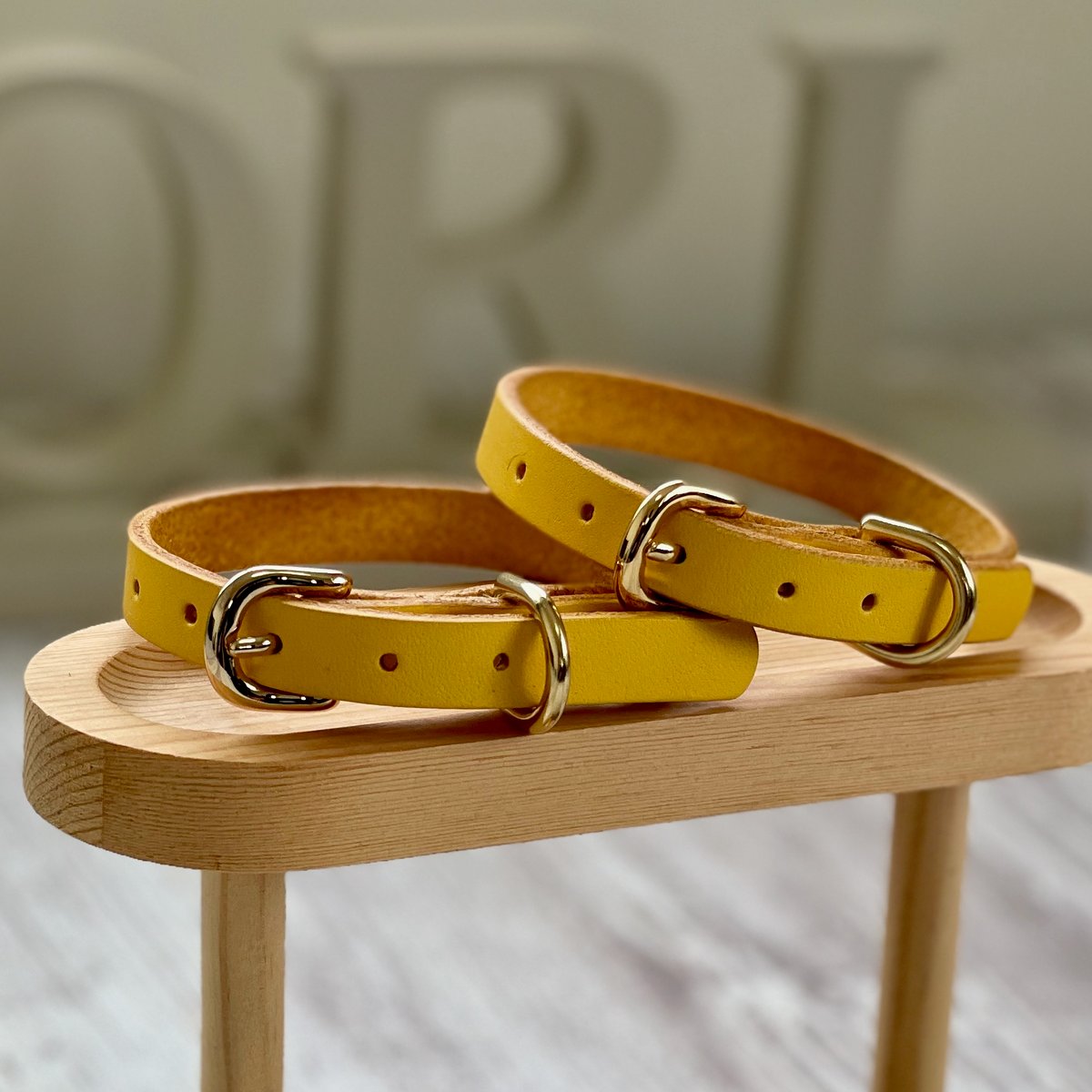 シンプルな革首輪 イエロー | favori dog clothes shop