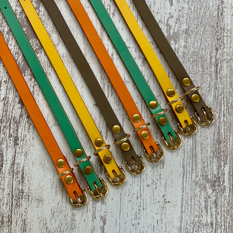 シンプルな革首輪 イエロー | favori dog clothes shop