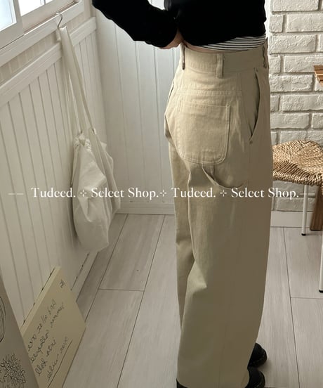 ベージュワークデニムパンツ