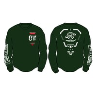 ドライフィットロングスリーブTシャツ2025 アーミーグリーン（ホワイト×レッド）