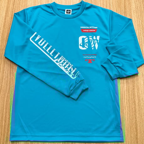 ドライフィットロングスリーブTシャツ2025 ターコイズ（ホワイト×レッド）