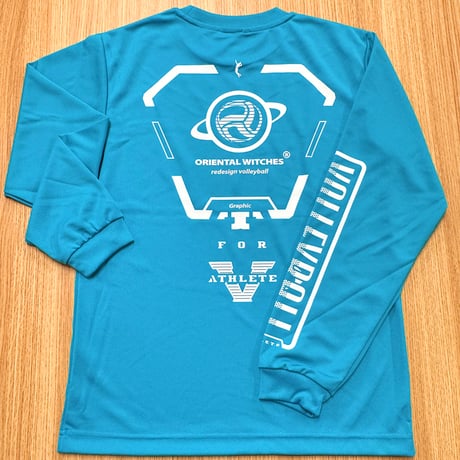 ドライフィットロングスリーブTシャツ2025 ターコイズ（ホワイト×レッド）