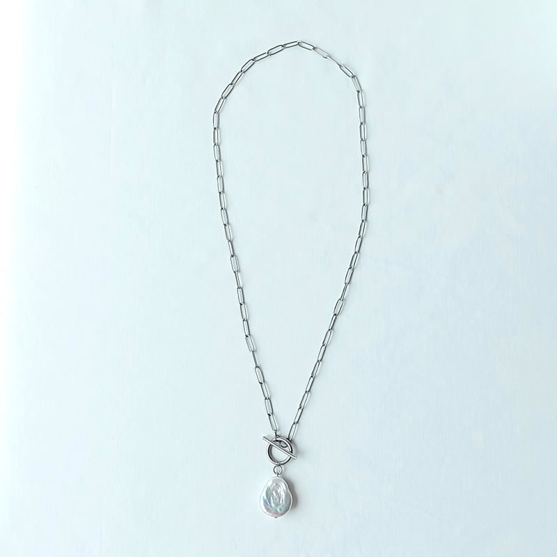 ripsalis バロックパール クリップチェーンロングネックレス シルバー バロックパール（平しずく）のクリップチェーンネックレス | Terre et mer