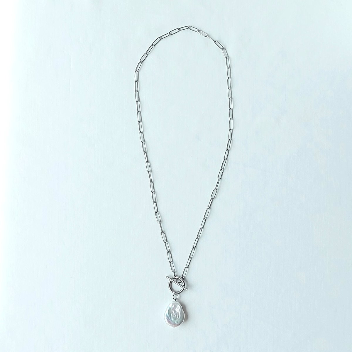 ripsalis バロックパール クリップチェーンロングネックレス シルバー バロックパール（平しずく）のクリップチェーンネックレス | Terre et mer