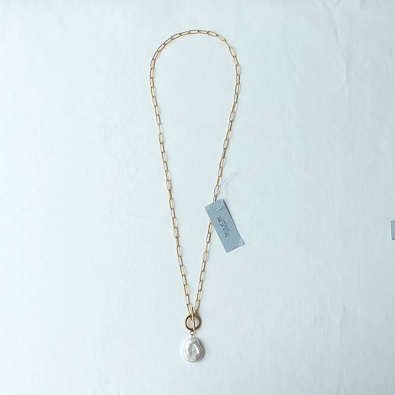 バロックパール（平しずく）のクリップチェーンネックレス | Terre et mer