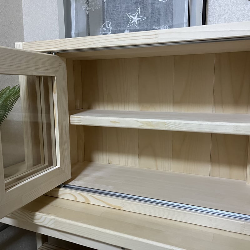 スプルース集成材 卓上収納棚【折戸仕様】 | 誠工房