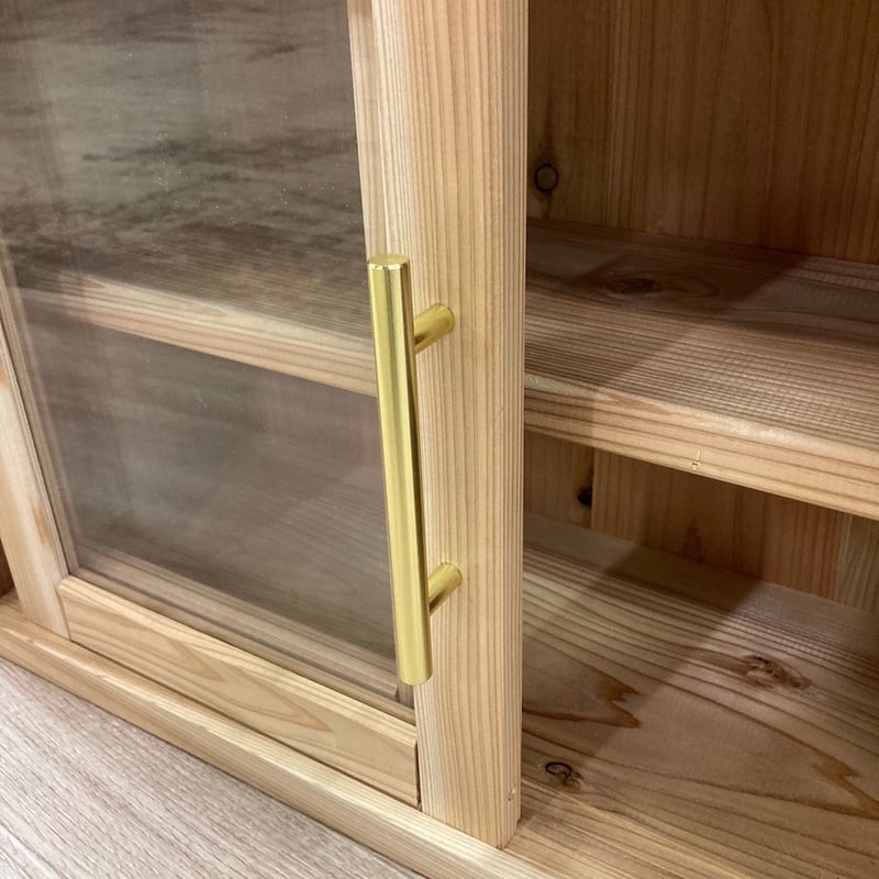 杉無垢材卓上収納棚【引き違い扉仕様】 | 誠工房