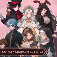 Character Set 08: Merchant, Alchemist, Receptionist, Priest to Bunny Girl - 10 Expressions Each