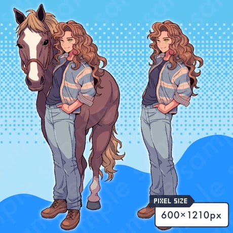 Pixel Art: Brown-Haired Man & Horse - Farmer, Jockey, Stablehand, Rancher, 10+ Faces.