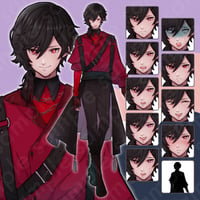Yandere Black-Haired Male Character Asset: Modern & Fantasy - Full-Body, 10 Expressions & Extras