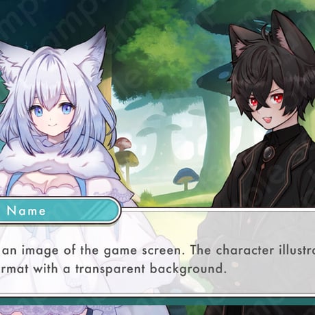 Fantasy Black Cat Boy Illustration - Anthro Monster Standee - 10 Expressions & More