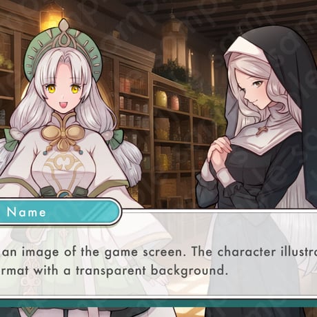 Fantasy Receptionist Illustration: Shopkeeper, Alchemist, Healer | Full-Body, 10 Expressions & More