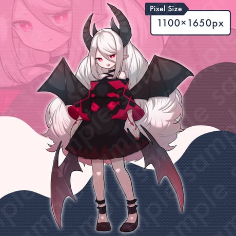 White-Haired Demoness Princess Illustration: Fantasy in Pink | Standee - 10 Faces & More