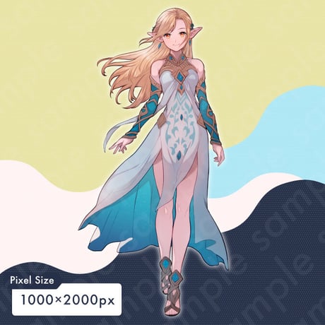 Elven Princess & Blonde Mage Character Illustration: Fantasy, Full-Body with 10 Expressions & More