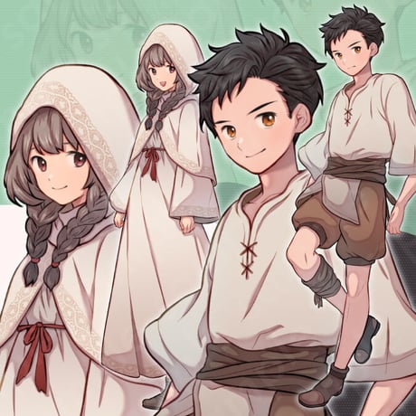 Fantasy Village Teen Characters - Standalone Illustrations with 6 Expressions