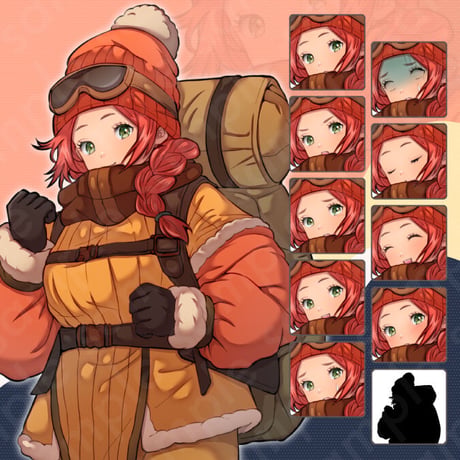 Climbing Snow Mountain: Braided Red-Haired Woman Illustration | Modern Standee - 10 Faces & More