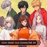 6-Character Set: Casual Teens to 20s, College Students - 10 Expressions + More.