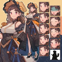 Elegant Lady Illustration: Fantasy Merchant & Alchemist | Full-Body Standee, 10 Expressions + Extras