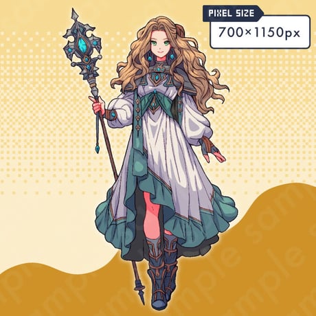 Pixel Art Sorceress - Blonde Mage with 10 Expressions + More