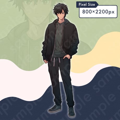Black-Haired Male Illustration in Hoodie - Modern Teen/College, 10 Expressions + More.