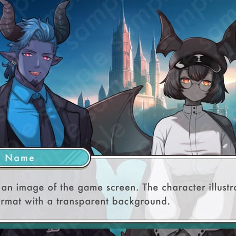 Demon in Suit: Butler-style Blue-Toned Male Illustration | Fantasy Standee - 10 Expressions & Extras