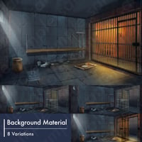 Fantasy Prison Cell Background Illustration: 8 Variants [Door, Torch, Light]