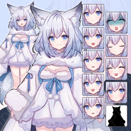 Fantasy Anthro Female - Cat, Wolf, Fox - White | Standee Art - 10 Expressions & More
