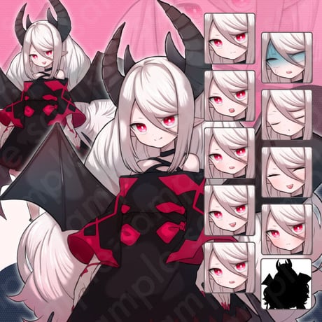 White-Haired Demoness Princess Illustration: Fantasy in Pink | Standee - 10 Faces & More
