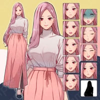 Pink-haired Lady - Modern, 20s, Teacher/Student, 10 Expressions + More.
