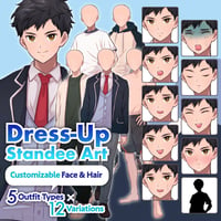 Character Set: Black-Haired High School Hero - 5 Outfits, 12 Variants [Uniform, Gym, Swim, Casual]