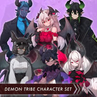 Horned & Winged Demon Illustration Set: Fantasy Prince, Princess & More | 10 Faces + Extras