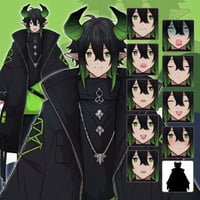 Casual Demon Man Illustration: Green Fantasy | Full-Body Standee - 10 Expressions & More