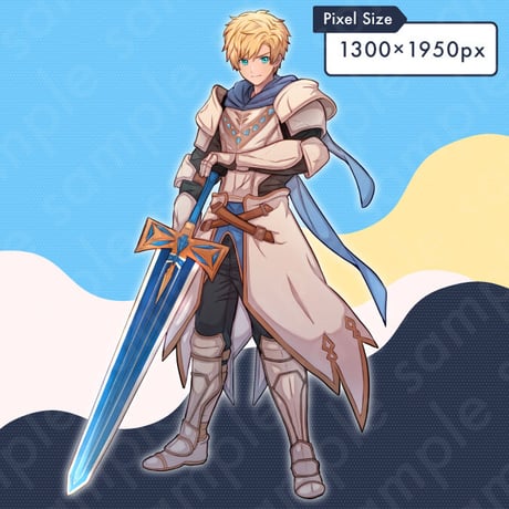 Blonde Swordsman Illustration - Fantasy Teen Knight, 10 Expressions + More.