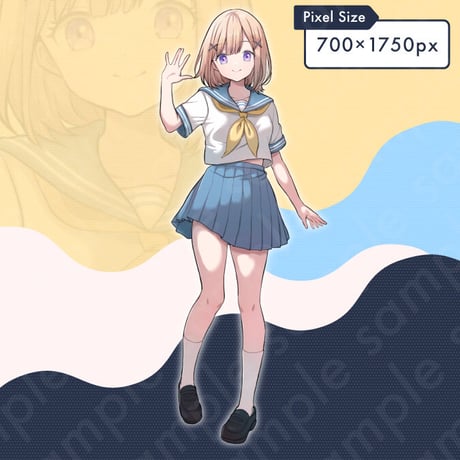 Sailor Uniform Blonde Bob Middle School Girl Illustration: Modern Full-Body, 10 Expressions & More